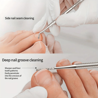 3pcs Stainless Steel Manicure Drill Set - Includes Nail File And Toe Nail Lifter, Non-Slip Comfortable Grip, Unscented tool