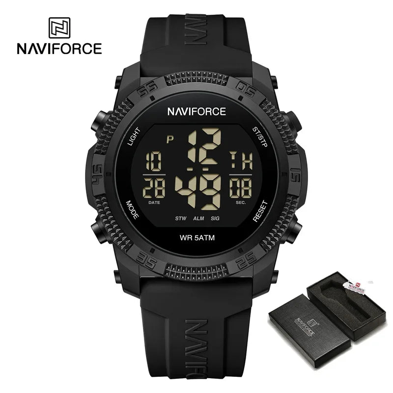 NAVIFORCE NF7104  Men's LCD Digital Casual Date and Week Alarm Waterproof Silicone Strap Electronic Watch