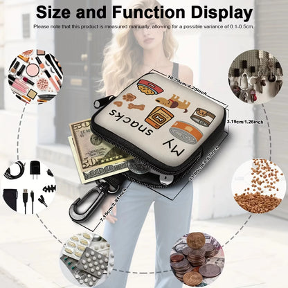 1Pcs Dog Print Dog Treat Bag with Hook Zipper Pet Training Puppy Walking Bag Dog Training Accessories
