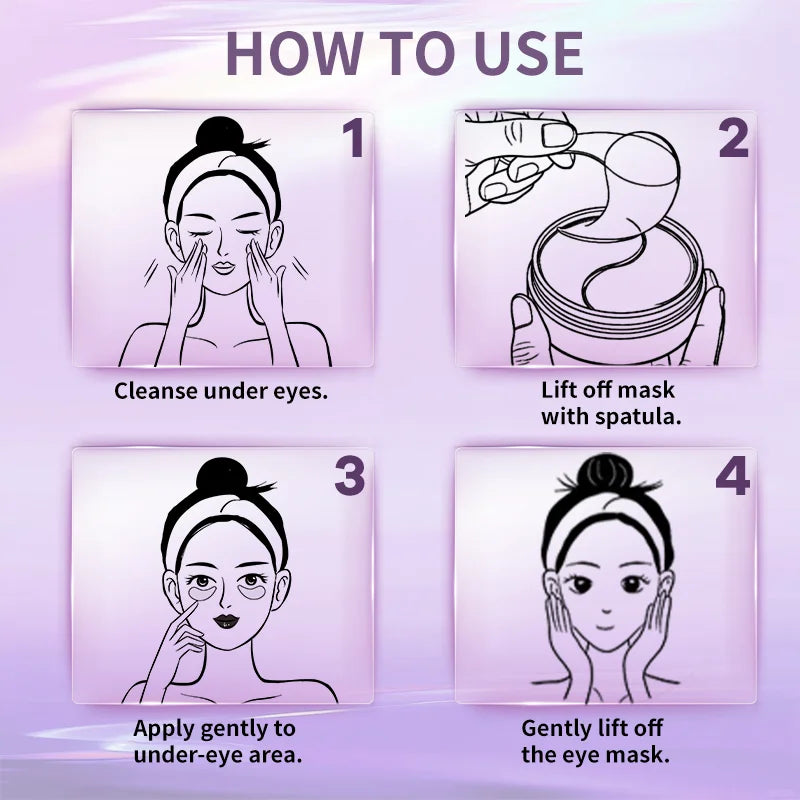 PDRN Eye Mask 60 Patches 30 Pairs, Niacinamide Collagen Under Eye Patches for Dark Circles Puffiness, Brightening Hydrating Skin