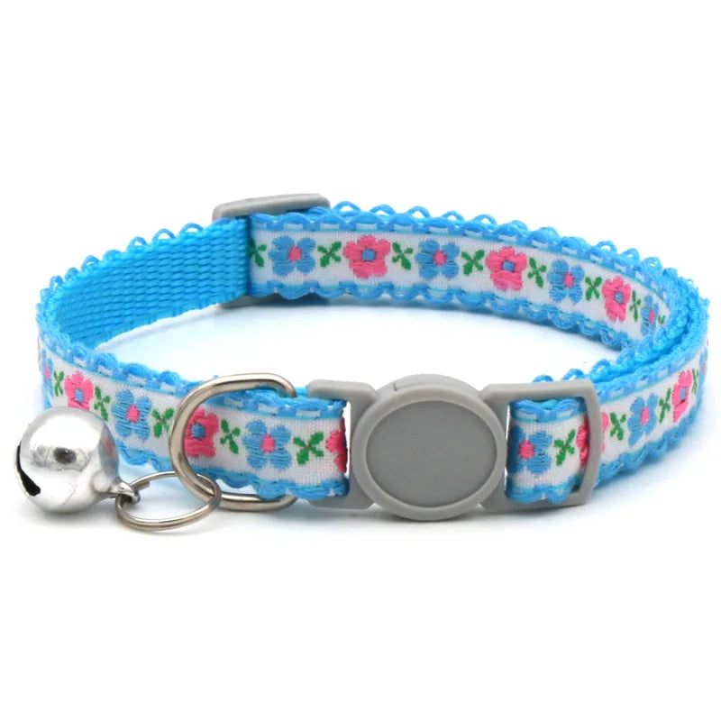 Hand Knitting Flower Pet Collar With Bell Colorful Retro Style Cat Collar Adjustable Safety Necklace For Puppy Cat Accessories