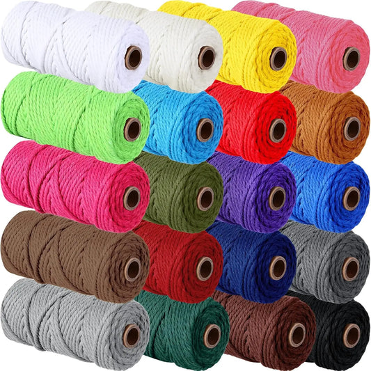 110Yards Handmade Boho Decor 3mm Colorful 100% Cotton Cord Rope Thread Twisted Macrame String DIY Home Wedding Decoration Supply