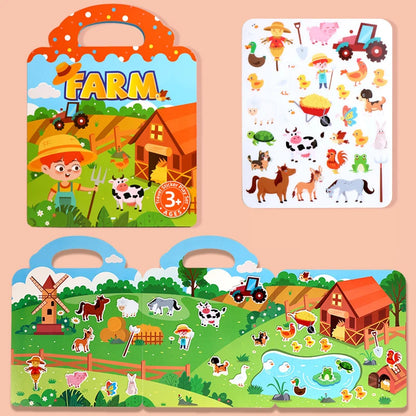 1 Book Jelly Sticker Book Quiet Book DIY Fun for Children's Scene Stickers Repeatedly Paste Puzzle Sticker Book