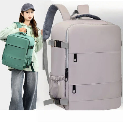 Lightweight Large Travel Backpack, Solid Color Minimalist Multifunctional Student School Bag