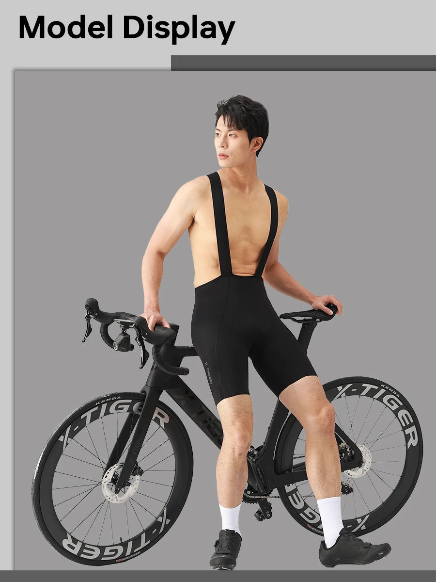 X-TIGER Men's Cycling Bib Shorts 120 Density Gel Cushion Mountain Road Bike Cycling Shorts Outdoor Casual Sports Bib Shorts