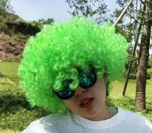 Afro Curly Clown Wigs Funny Cheerleading Wig Clown Props Football Fans Wavy Synthetic Wigs for Performance Halloween Cosplay