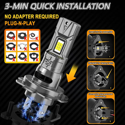 H7 H4 Led Canbus Lights for Car High Power Headlight Ultra Powerful Turbo Bulb Motorcycle Ampoule LED H7 Automobile Lamp Foggers