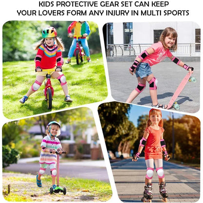 Kids/Adults Knee Elbow Pads Wrist Guards, Protective Gear Set for Roller Skates, Cycling, BMX, Skateboard, Scooter Riding Sports