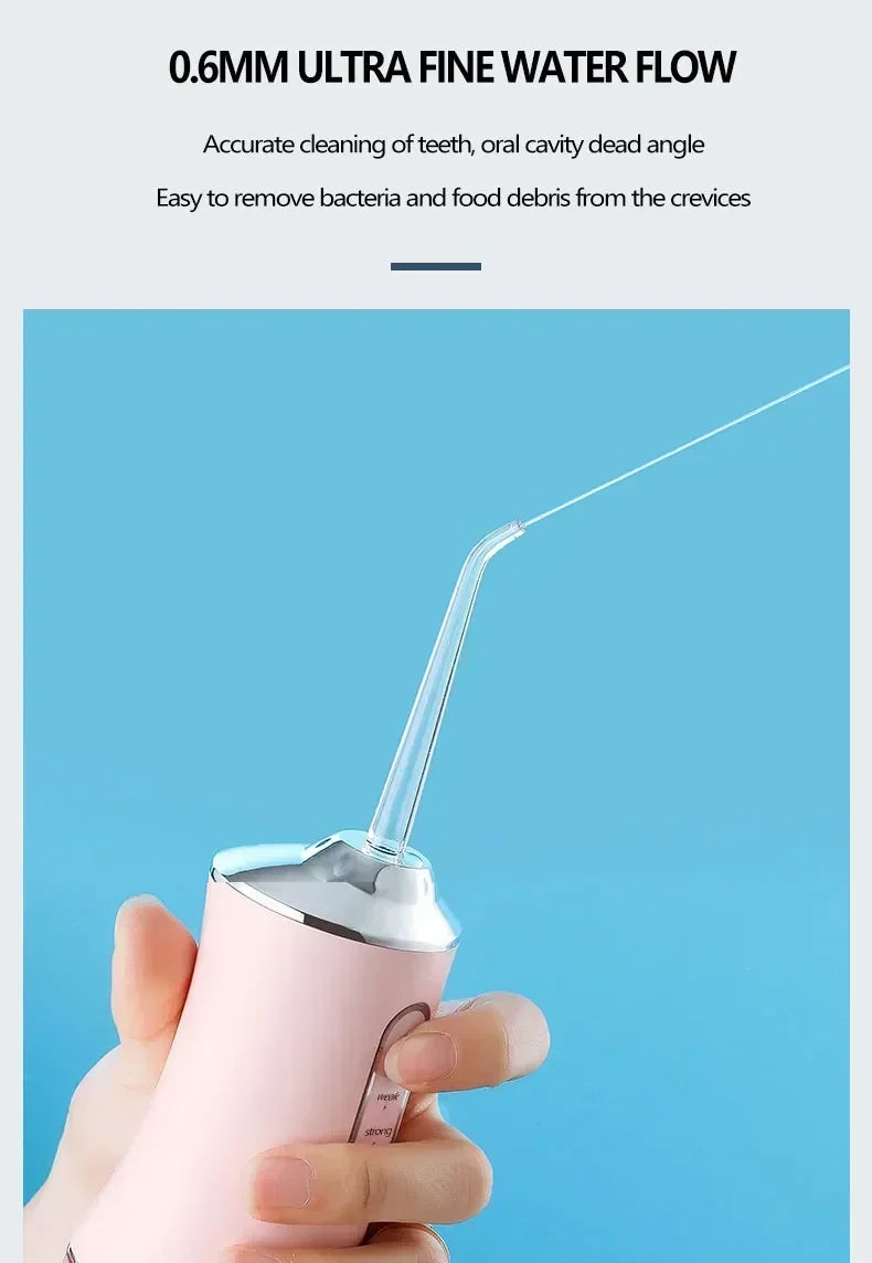 Oral Irrigator Portable USB Rechargeable Dental Water Flosser Water Jet Floss Tooth Pick 4 Jet Tip 220ml 3 Modes IPX7 Waterproof