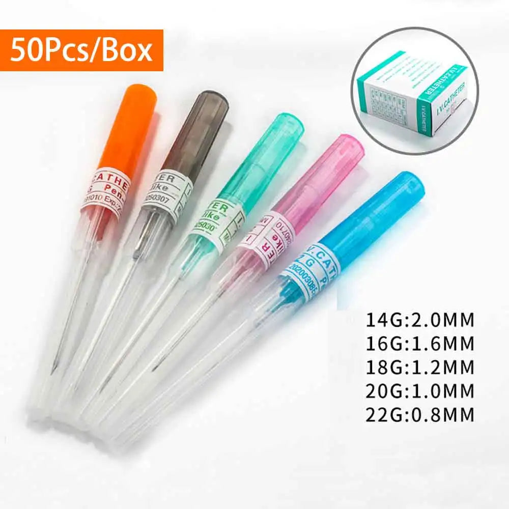 KIYUE 50pcs IV Cannula Pen Type Intravenous Injection Catheter 20G 22G 24G 26G Veterinary Suppliers