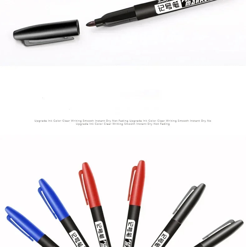 6-20PCs/Set PermanentMarker Pen Fine Point Waterproof Markers Thin Nib Crude Nib Black Blue Red Ink 1.5mm Fine Color Marker Pens