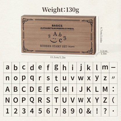 Journal GO 70pcs/set Wooden Rubber Alphabet Letter Number Stamp Set for Card Collage Junk Journal Scrapbooking DIY Standard Seal