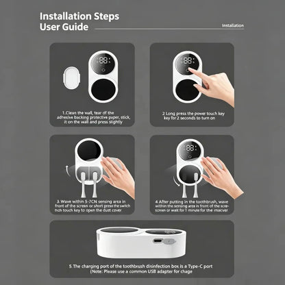 Mini Portable Rechargeable Travel Toothbrush Sterilizer Induction Switch with Charge Display Toothbrush Sterilizer Case