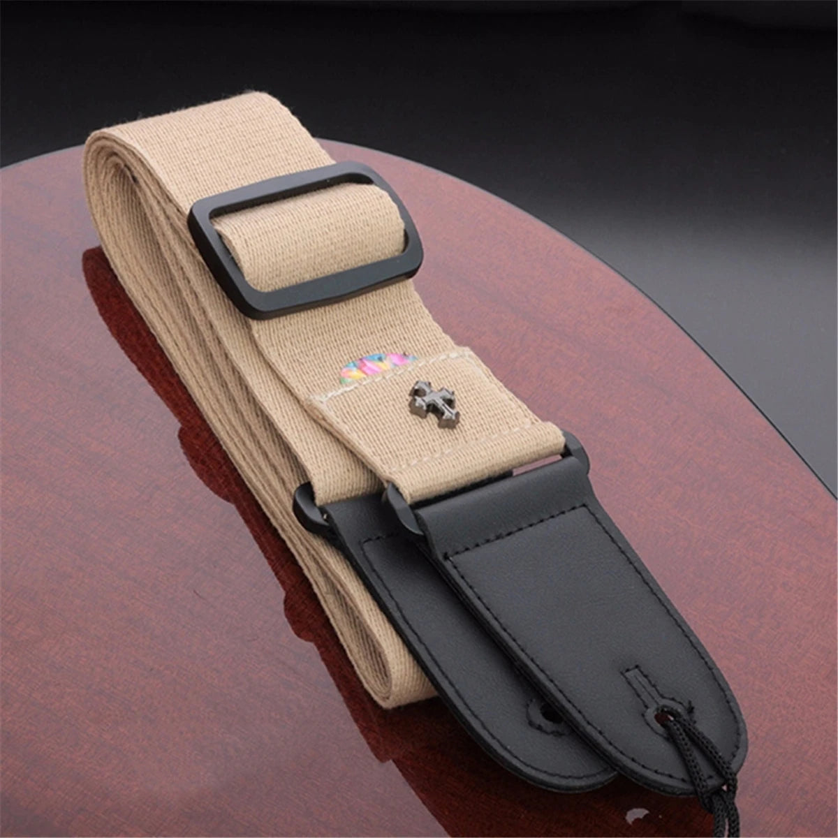 Electric Guitar Strap Acoustic Folk Guitarra Belt Straps Vintage Cross Personality Guitar Straps Pick Pocket Guitar Accessories