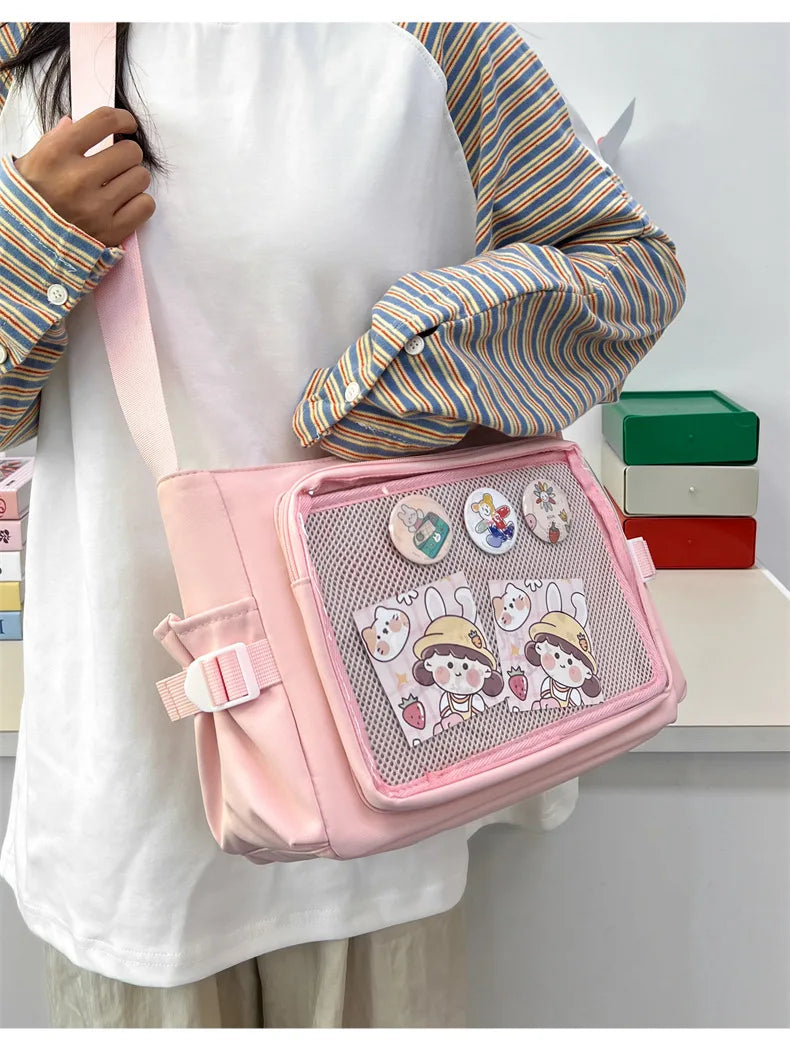 College Style Crossbody Bag with Large Capacity for Class Book Carrying Mailman Bag for Girls Casual Shoulder Crossbody Bag