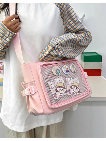 College Style Crossbody Bag with Large Capacity for Class Book Carrying Mailman Bag for Girls Casual Shoulder Crossbody Bag