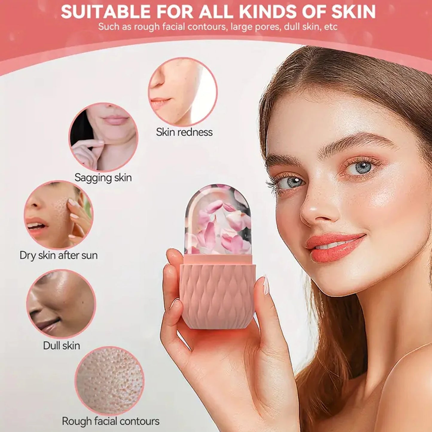 Ice Roller for Face & Eye Beauty Self Skin Care Tools Ice Holder Facial Cube Gua Sha Face Massage Ice Mold for Face Skin Tighten