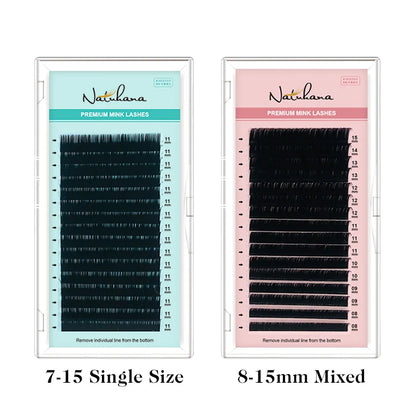 NATUHANA 16Rows Matte Black Synthetic Mink Eyelash Extension Natural Soft False Eyelashes Individual Faux lashes for Extensions