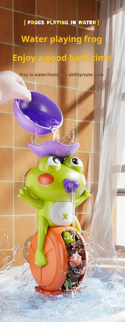 New Frog/ Bird Waterwheel Bath Toy for Children Kid Water Play Game in Shower Montessori Gift Spinner with Suction Cup Bathroom