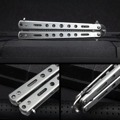 Stainless Steel Foldable Comb for Butterfly Knife Practice Training Beard Moustache Styling Tool Hairdressing Salon Brush