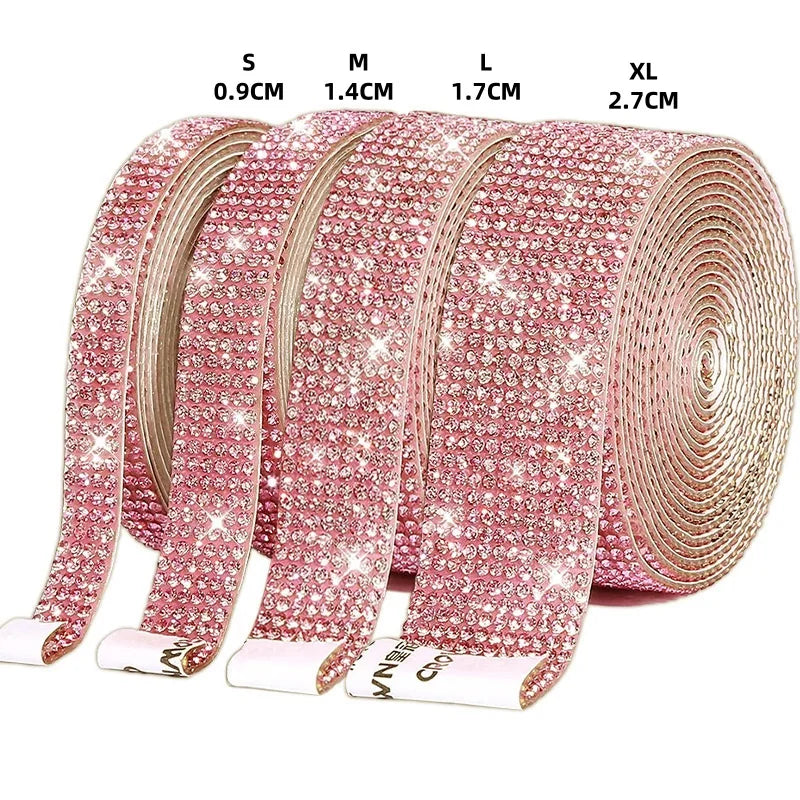 1 Yard Self Adhesive Crystal Rhinestone Sticker Diamond Ribbon DIY Sticker Rhinestones Arts Crafts Tape Car Phone Decoration