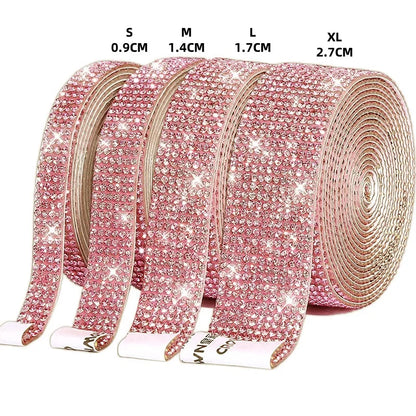 1 Yard Self Adhesive Crystal Rhinestone Sticker Diamond Ribbon DIY Sticker Rhinestones Arts Crafts Tape Car Phone Decoration