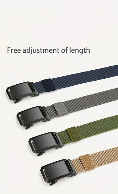 New Automatic Buckle Belt, Canvas Tactical Workwear Casual Outdoor Military Training Pants Belt For Men