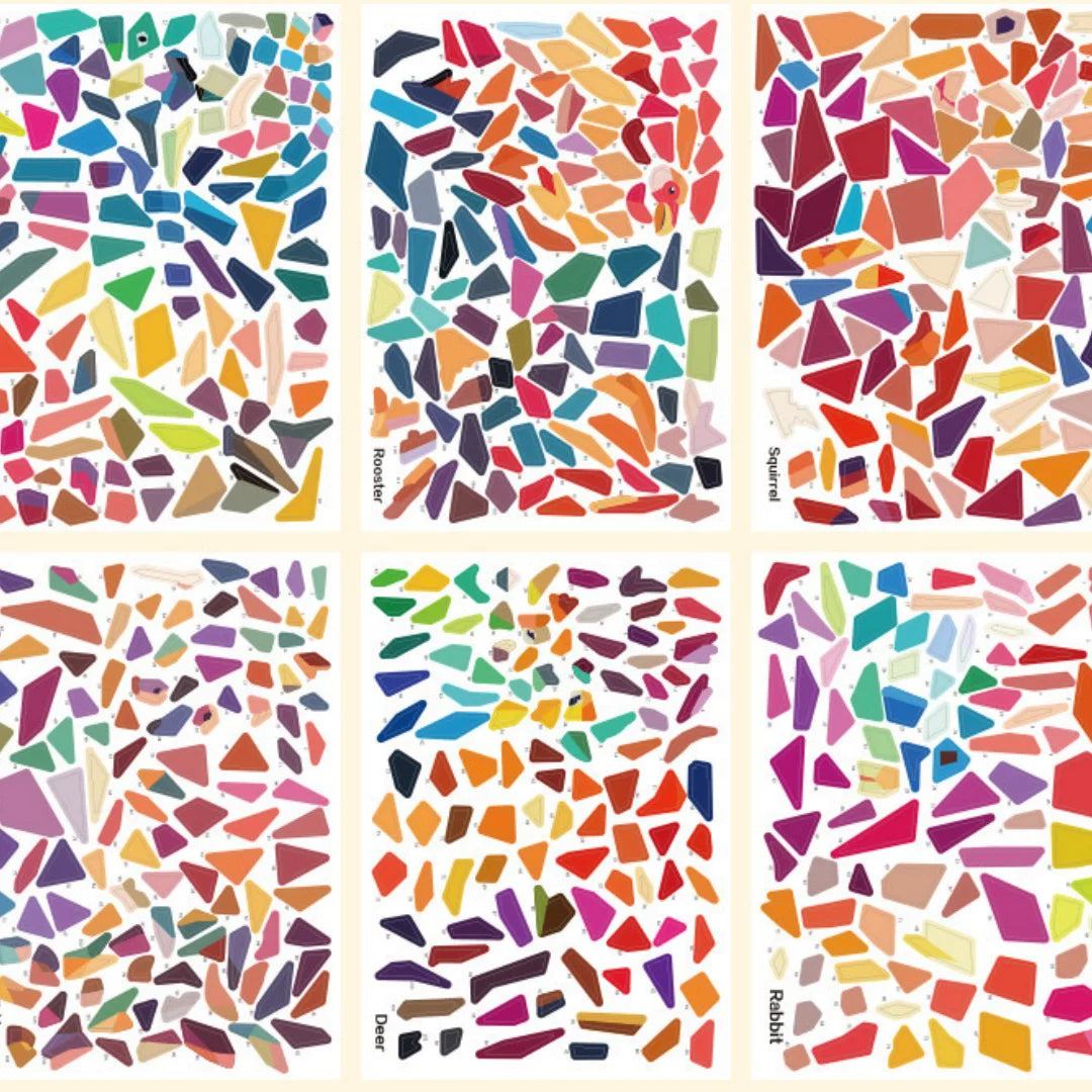 3D Geometric Heteroideus Animal Puzzle Stickers Puzzle Stress Relieving Block Drawing DIY Stickers Basic /Advanced Version/2PCS