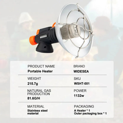 Widesea Camping Heater Portable Stainless Steel Fireplace for Winter Outdoor Stove Hiking Gas Burner Heating Survival Equipment