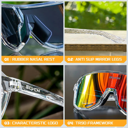 SCVCN Men Cycling Glasses Photochromic Sunglasses Mountain Bike Road Bicycle Eyewear MTB Cycle Goggles Sports UV400 Glasses Hot