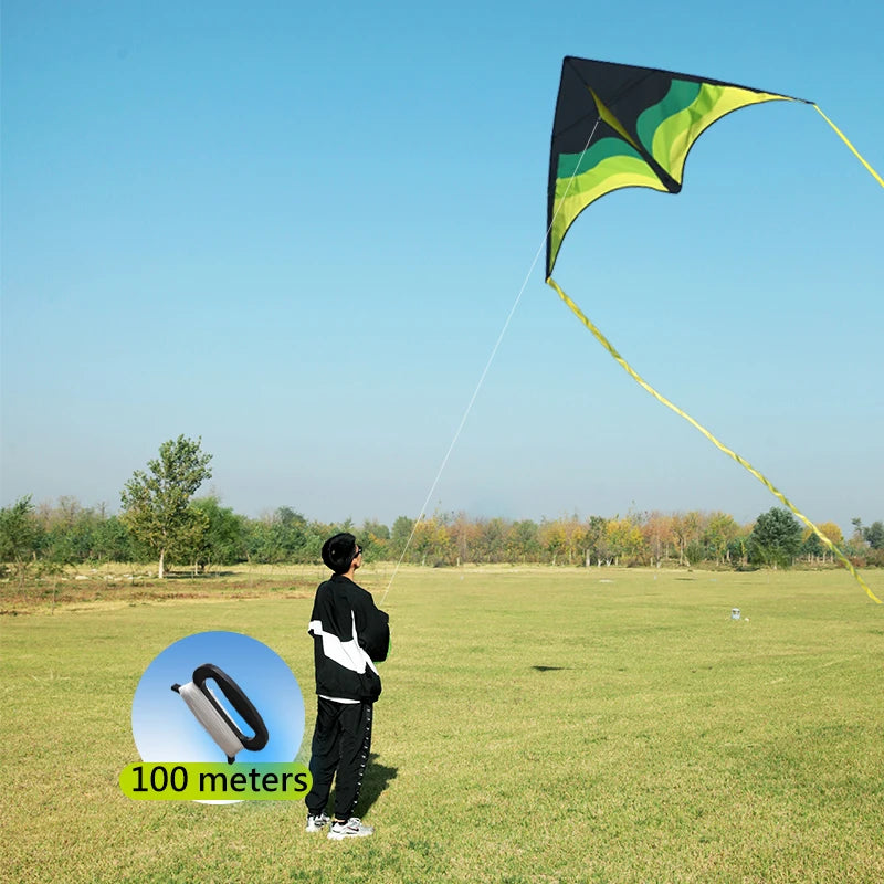 YongJian Large Beach Delta Kite for Adults  Extremely Easy to Fly for Beginners Comes with 100m String Kite Handle