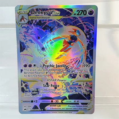 PKM Proxy Card Holographic Rayquaza VMAX Deoxys Reshiram&Charizard Sylveon GX Hobbies Rare Collection Battle Cards Toys Gifts
