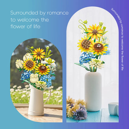 KNEW BUILT Mini Flower Bouquet 3D Model Building Blocks Ideal Holiday Gift for Girls or Versatile Decoration Kids Toys