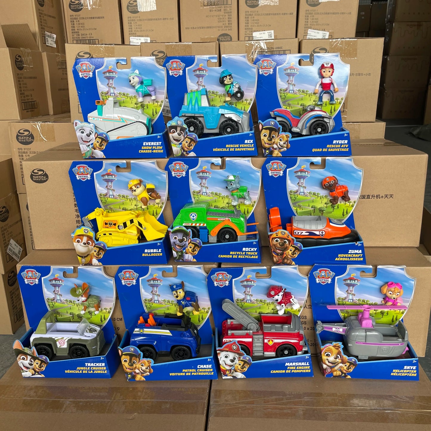 Original Paw Patrol 11kinds Vehicle Car Ryder Tracker Everest Chase Rex Skye Rocky Marshall Zuma Action Figure Birthday Gift Toy
