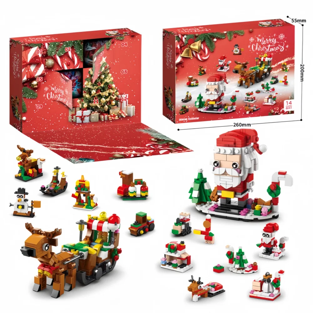 Knew Built Christmas Gift Building Blocks Toys - Fun Blind Box Game Santa Christmas Tree Train Reindeer Shoes - Perfect for Kids