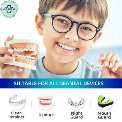MIRAVEXL Denture Retainer Cleaner Tablets Orthodontic Braces Aligner Mouth Night Guard False Teeth Whitening Plaque Removal