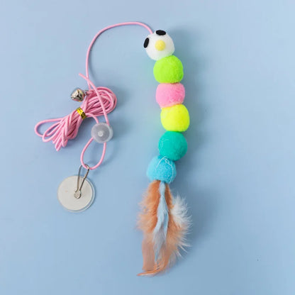 7pcs Random Cat Toy Swing Sticky Disc Elastic Hanging Door Teasing Cat Rope Long Rope Teasing Cat Cat Toy Cat Accessories
