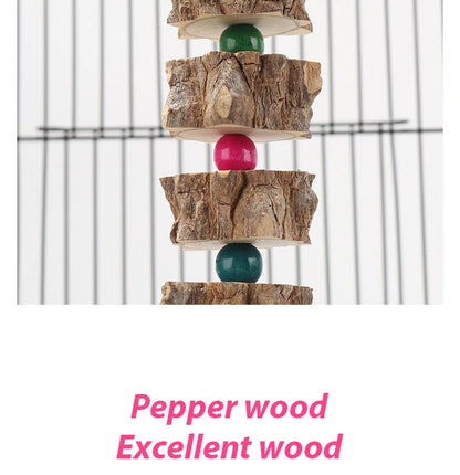 Natural Wooden Parrot Bird Toy Wood Parrot Chew Toy Chewing Cardboard Destroy Birds Toy Bird Cage Decoration Bird Supplies D9252