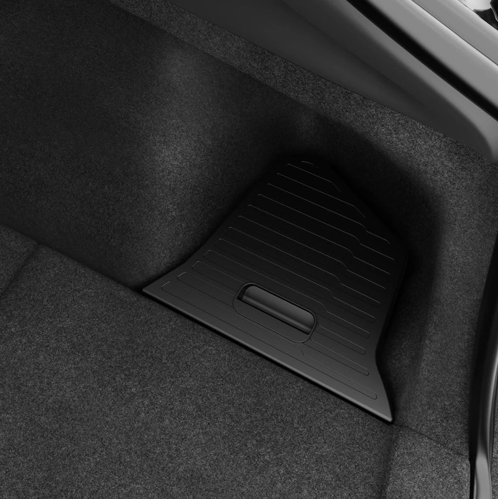 For Tesla Model Y Juniper 2025 Rear Trunk Side Storage Box Cargo Organizer TPE Bin Box Flocking Mat Partition Board Accessories