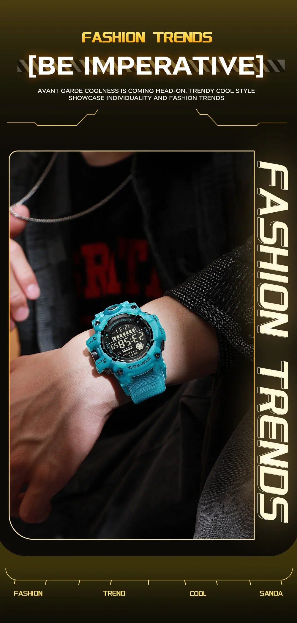 SANDA Men Outdoor Sports Watch Waterproof LED Analog Digital Show Multifunction Big Dial Electronic Wristwatch G style Male Cloc