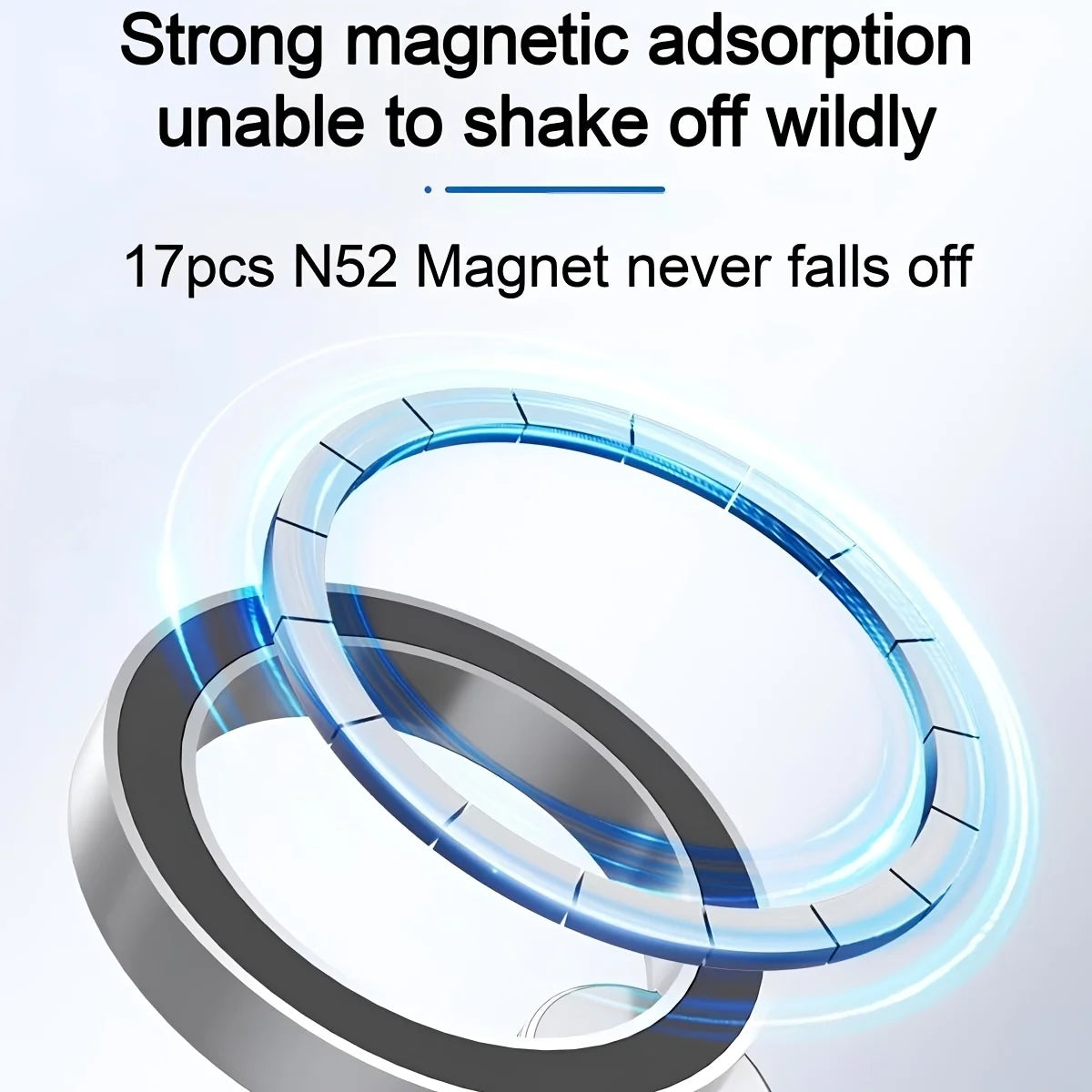 Magnetic Ring Phone Holder Mount 360° Adjustable - 17mm Ball Head Compatible iPhone 17-12 for Car Vent Dashboard Windshield