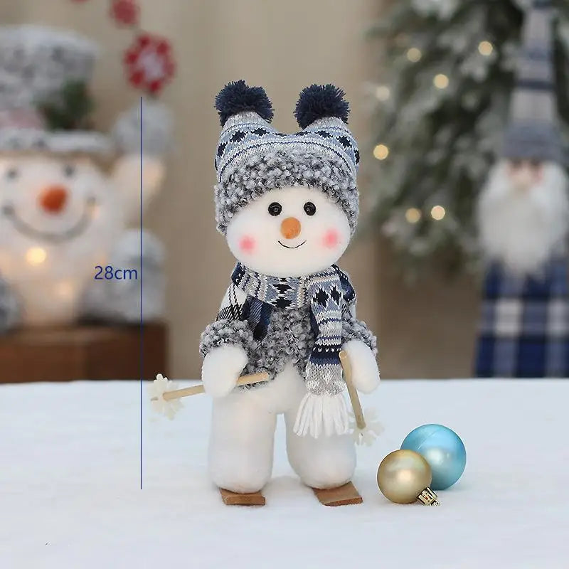 New Year Valentine's Day Plush doll toy cute skiing rocking snowman decorations plush toy holiday party house gifts for girl