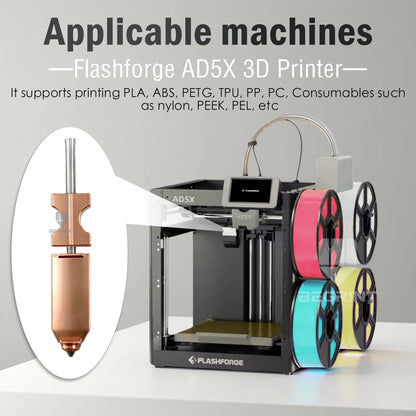 For FlashForge Ad5x Nozzle HTR 550°C Hardened 0.25 0.4 0.6 0.8 32mm³/s High Flow Ad5x Accessories Quick-Detachable Ad5x Hotend