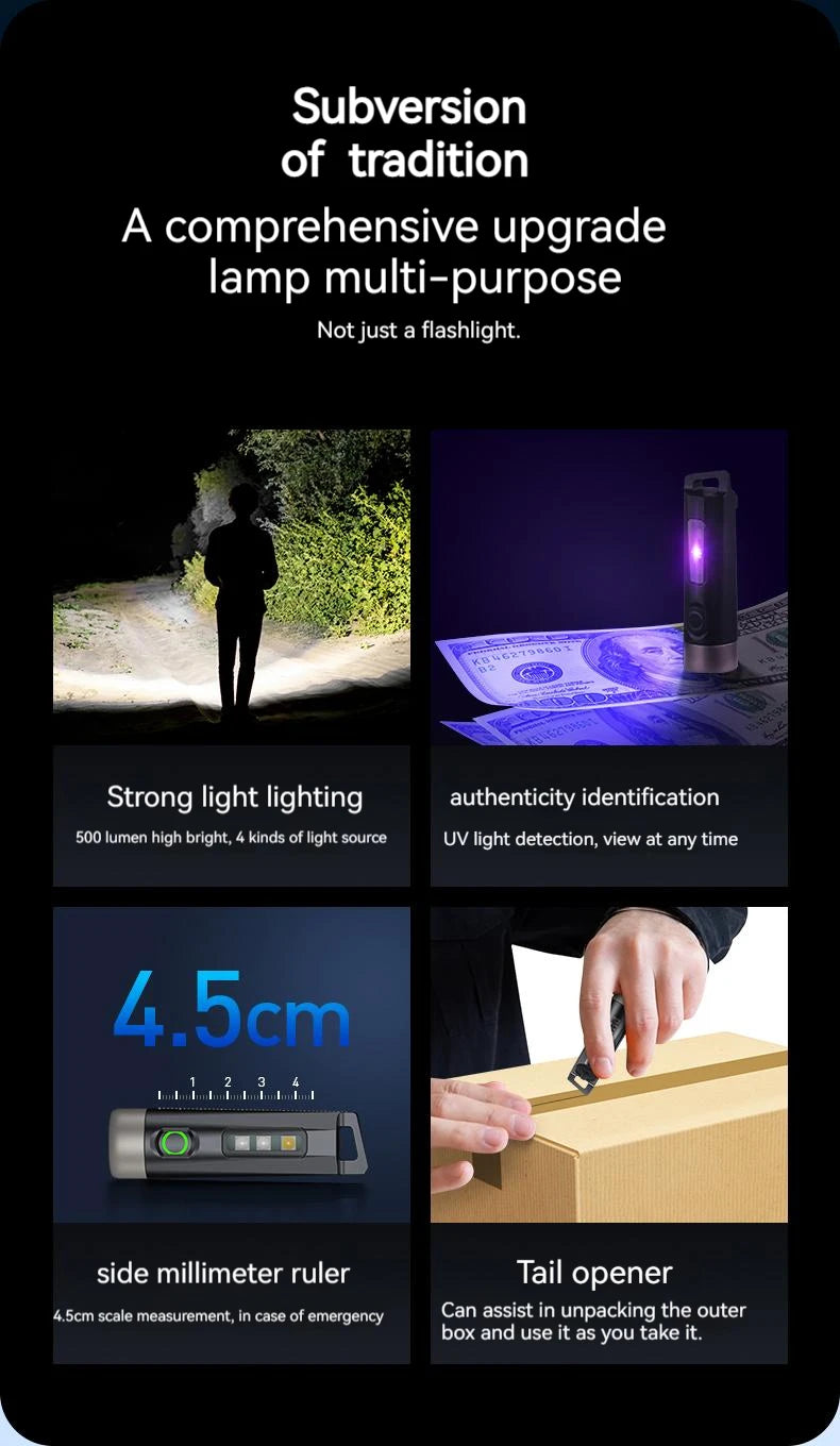 PHILIPS 2025 NEW SFL1121 EDC Flashlight LED Rechargeable Mini EDC Keychain Flashlights Camping Lamp For Hiking Self Defense