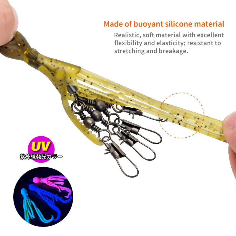 2pcs Silicone Octopus Bait Fishing Connector Pin Set Squid Jig Hook Swivels Bearing Rolling Swivel Solid Ring Tackle for Angling