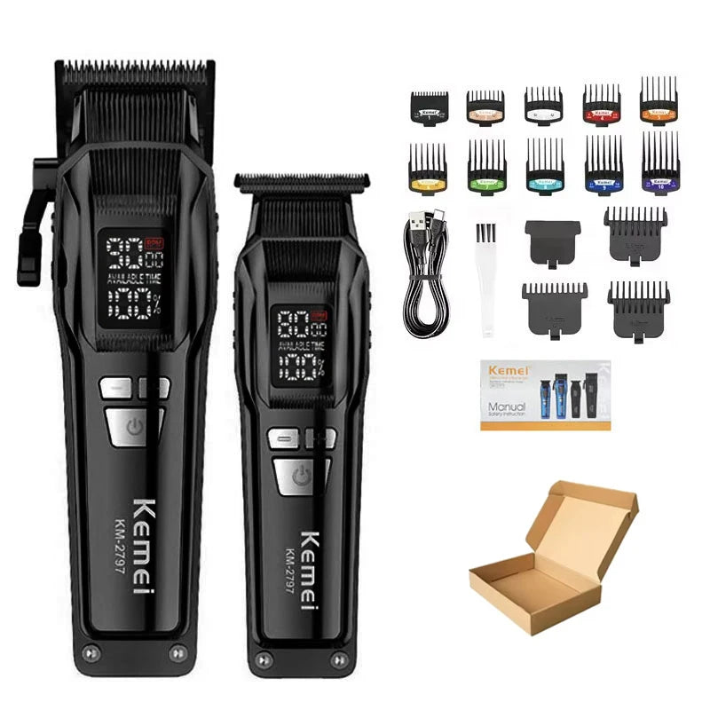 Kemei Professional Electric Hair Clipper Kit Rechargeable Hair Trimmer Shaver For Men USB Charging Beard Razor KM-2797 KM-1102