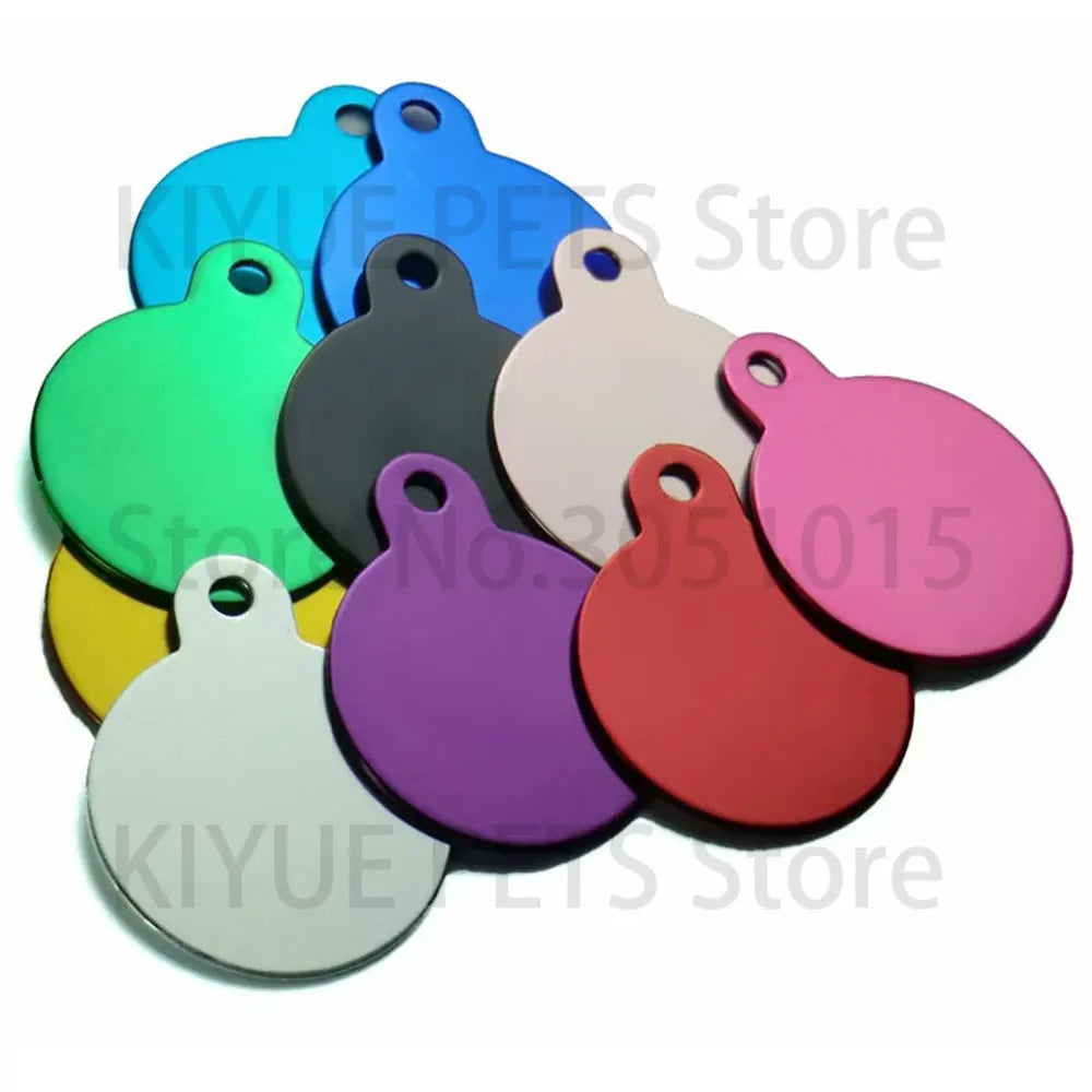 Personalized Random Mix 20pcs Aluminum Pet Dog Tag Nameplate Pedant For Cat Collar Ring Anti-Lost Accessories