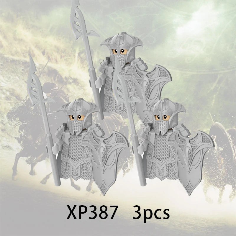 3pcs Lord Rings Elves Orcs Army Dwarf Rohan Mini Action Toy Figures Building Blocks Assembly Toys for Kids Birthday Gift