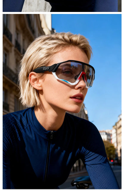 SCVCN Photochromic Cycling Sunglasses Outdoor Sports Running Drving Glasses Road MTB Bicycle Goggles  UV400 Safety Bike Eyewear