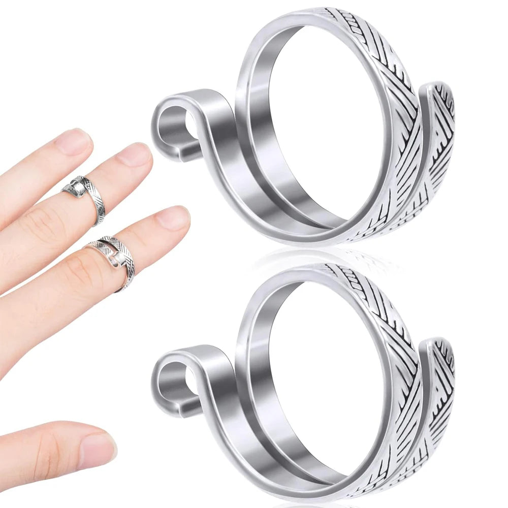 2pcs Adjustable Knitting Crochet Loop Ring Knittied Yarn Guide Finger Faster Holder Thimble Crocheters Thread Ring Sewing Tools